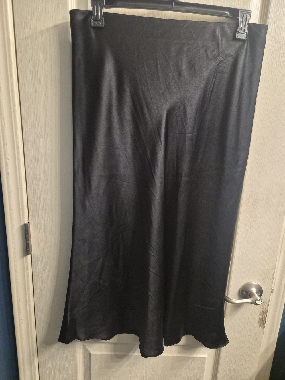 Quince Black Satin Midi Slip Skirt